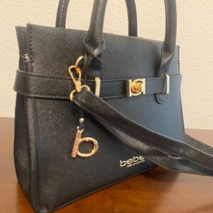 Bebe Black and Gold Satchel with Elegant Design